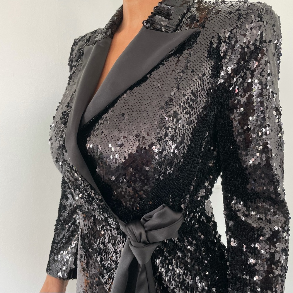 Zara Black Sequin Blazer Dress Gem
